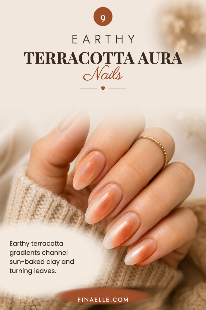Earthy Terracotta Aura Nails