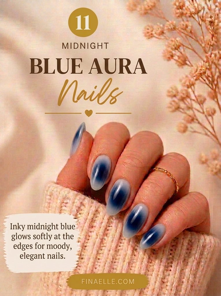 Midnight Blue Aura Nails